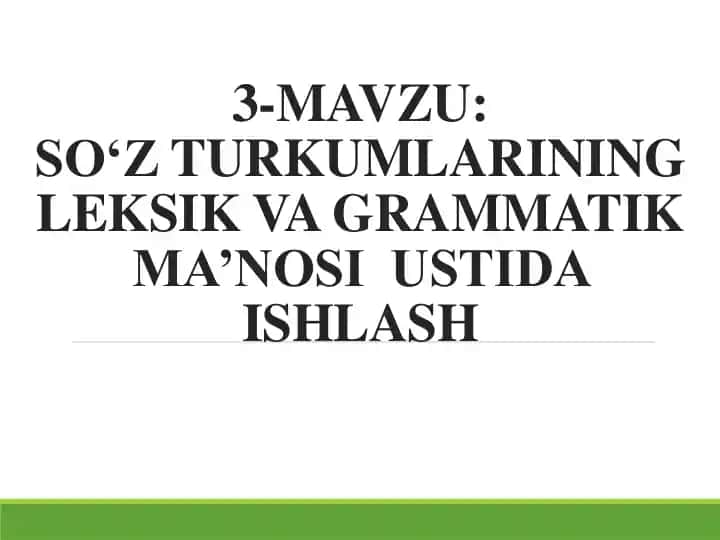 So‘z turkumlari ustida ishlash metodikasi