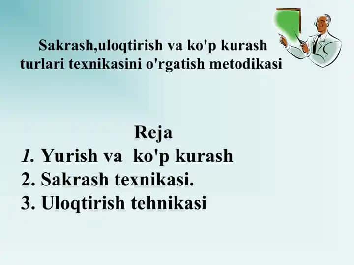Sakrash, uloqtirish va ko'p kurash turlari texnikasini o'rgatish metodikasi