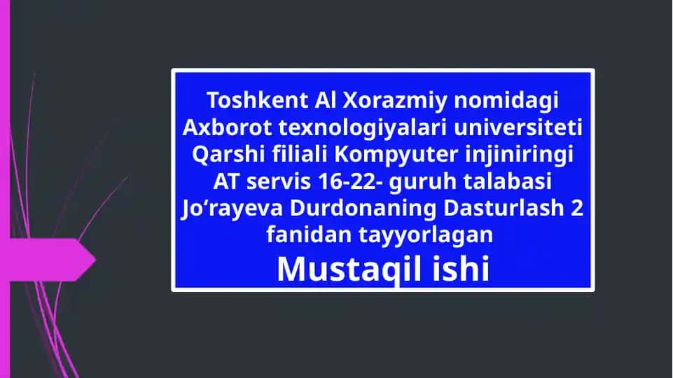 Dasturlash 2