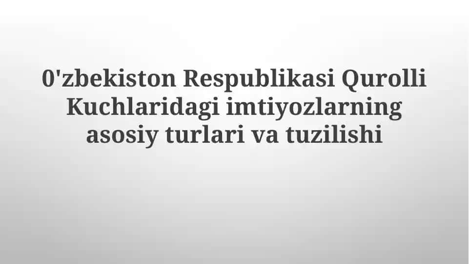 Imtiyozlarning Asosiy Turlari va Tuzilishi