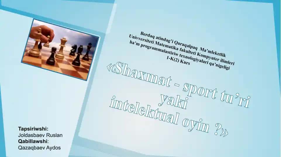 Shaxmat - Sport yaki intelektual oyin?