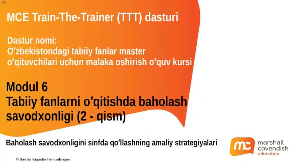 Oʻzbekistondagi tabiiy fanlar master oʻqituvchilari uchun malaka oshirish oʻquv kursi