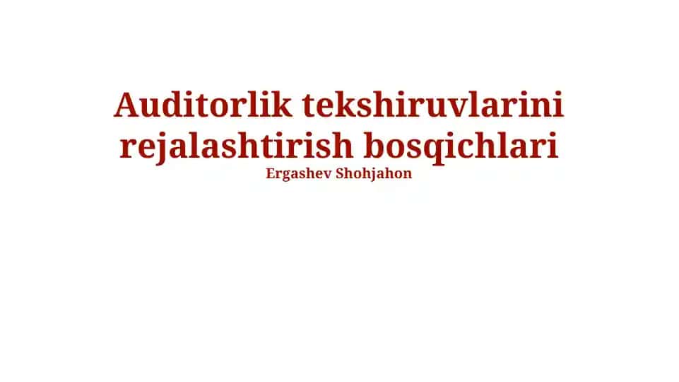 Auditorlik tekshiruvlarini rejalashtirish bosqichlari
