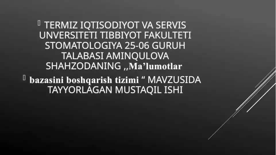 Ma’lumotlar bazasini boshqarishtizimi