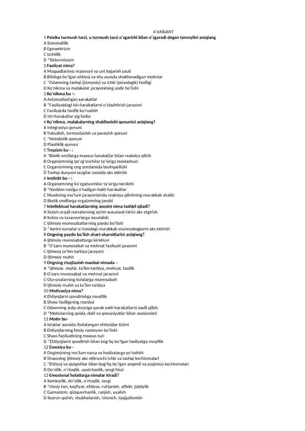 Psixologiya test varianti