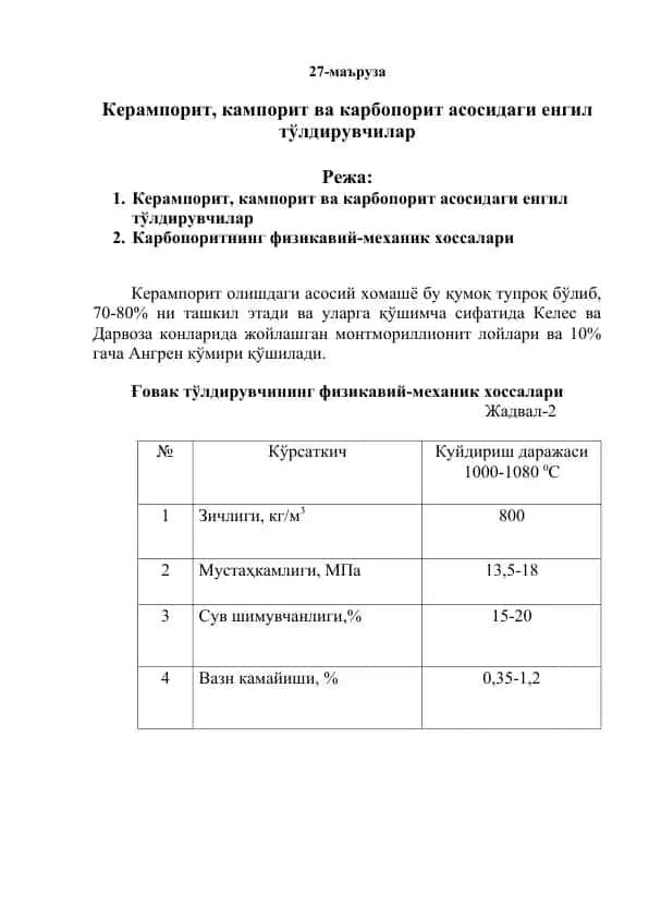ғовак тўлдирувчилар