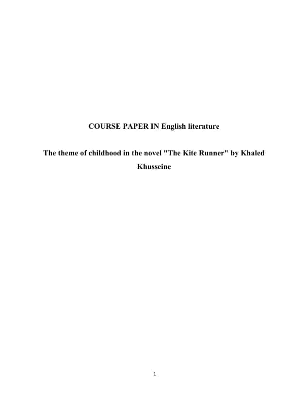 The Kite Runner English Literature Course Paper