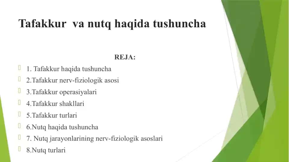 Tafakkur va Nutq haqida tushuncha