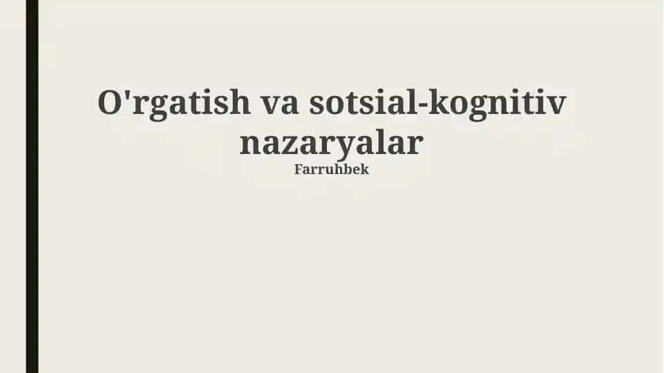O'rgatish va sotsial-kognitiv nazaryalar