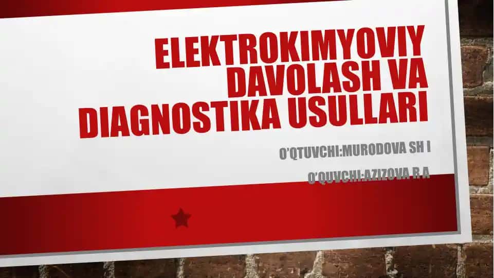 Elektrokimyoviy davolash va diagnostika usullari