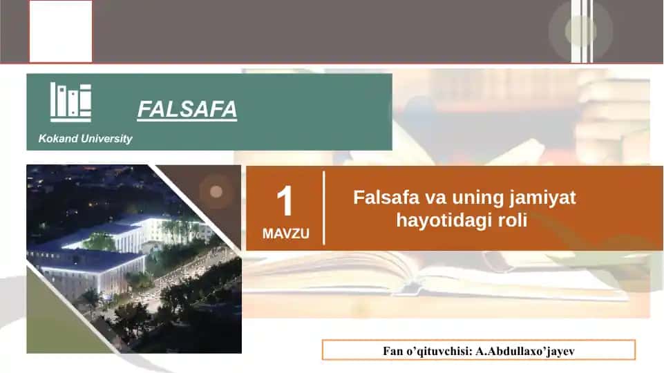 Falsafa va uning jamiyat hayotidagi roli