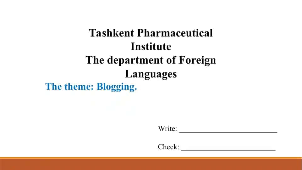 Blogging. Taqdimot 18 bet.
