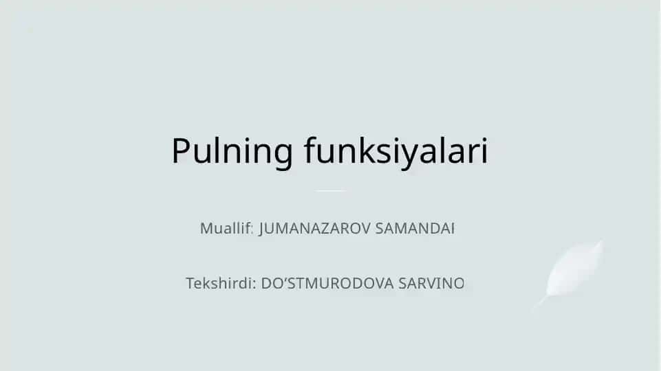 Pulning funksiyalari