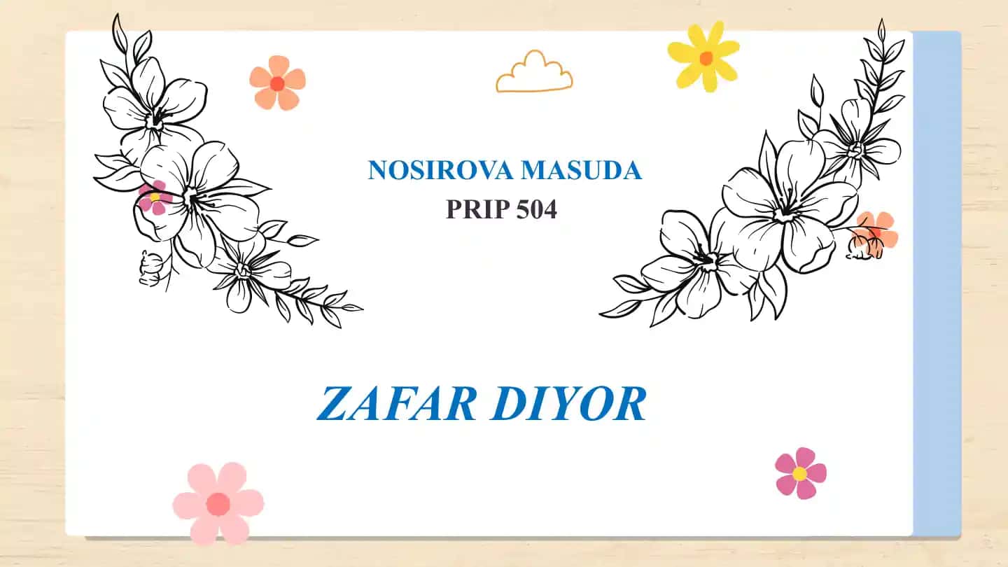 ZAFAR DIYOR NOSIROVA MASUDA