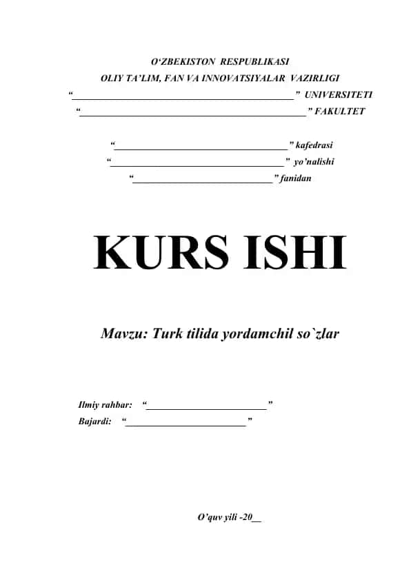 Turk tilida yordamchil so`zlar