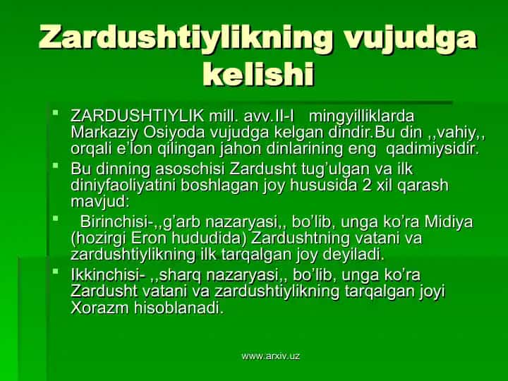Zardushtiylikning vujudga kelishi
