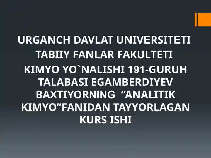 Oksidlanish – qaytarilish metodida qo‘llaniladigan indikatorlar va indikator xatoliklarini hisoblash
