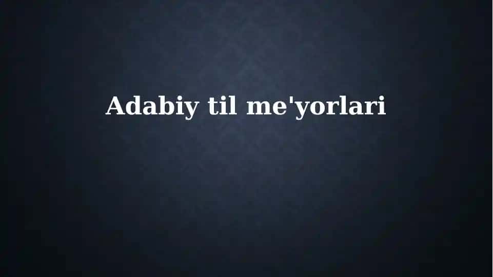Adabiy til me'yorlari