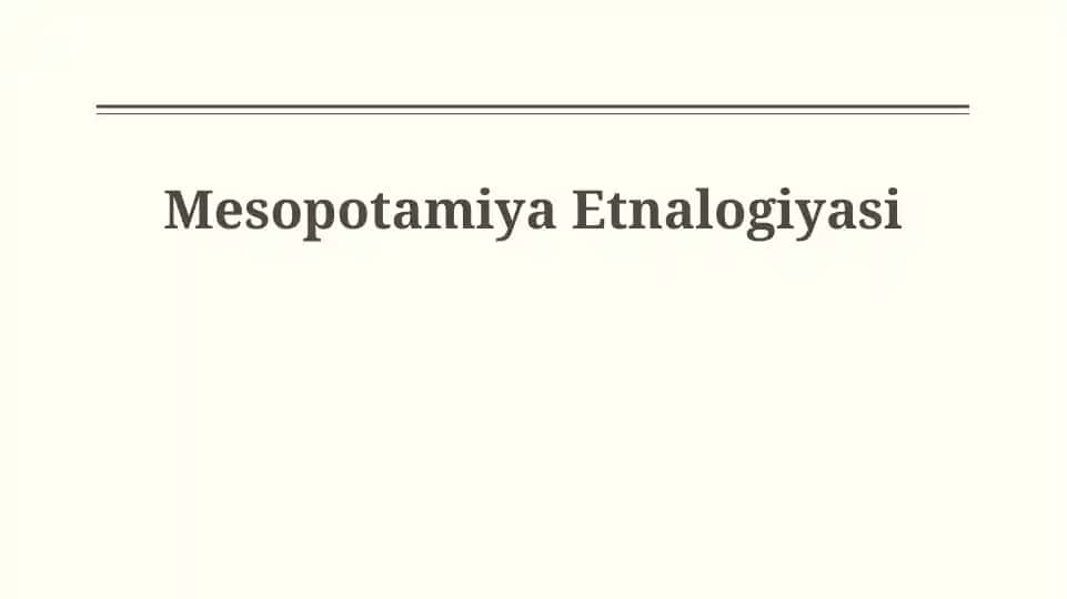Mesopotamiya Etnalogiyasi