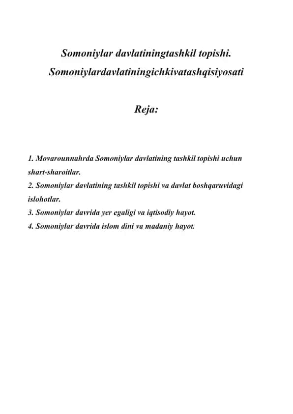 Somoniylar davlatining tashkil topishi
