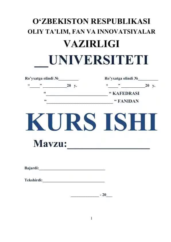 Kurs ishi mavzusi bo'yicha material