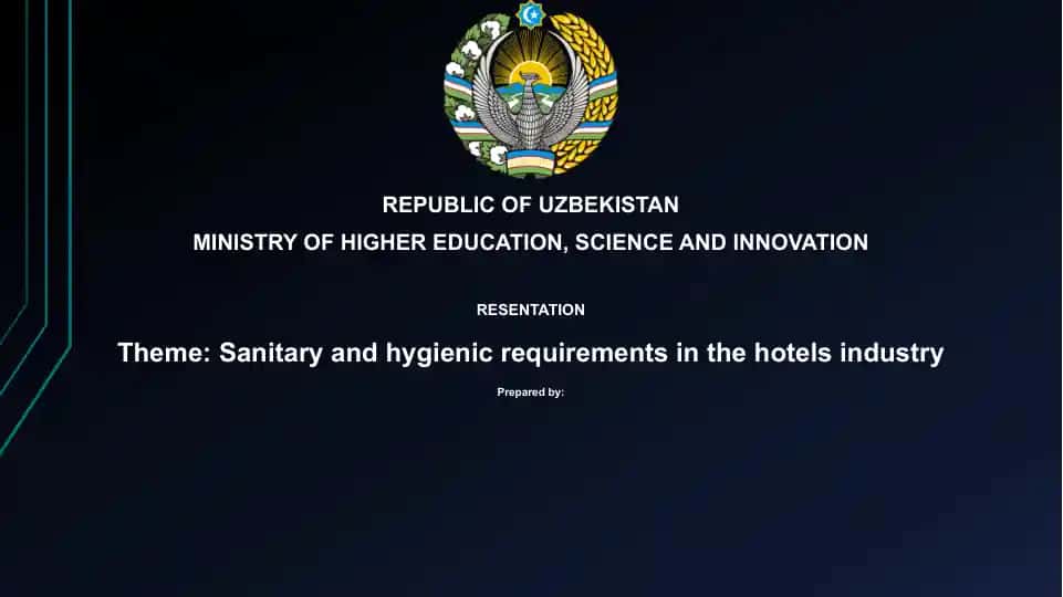 Sanitary and hygienic requirements in the hotels industry