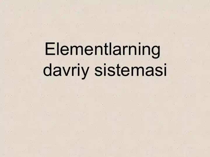 Elementlarning Davriy Sistemasi