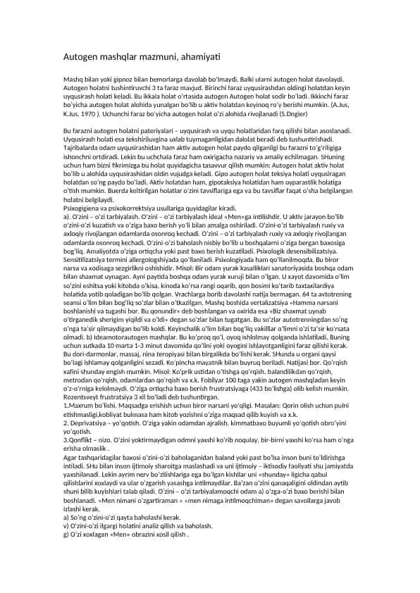 Autogen mashqlar
