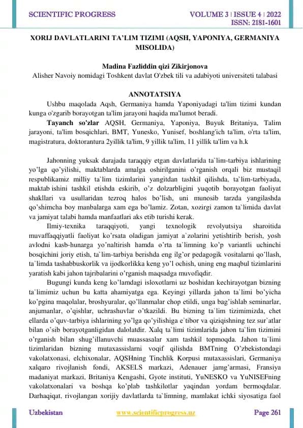 Xorijiy davlarlarning talim tizimi