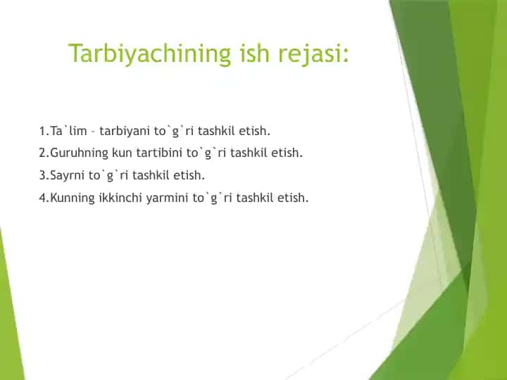 Tarbiyachi Ning Ish Rejasi