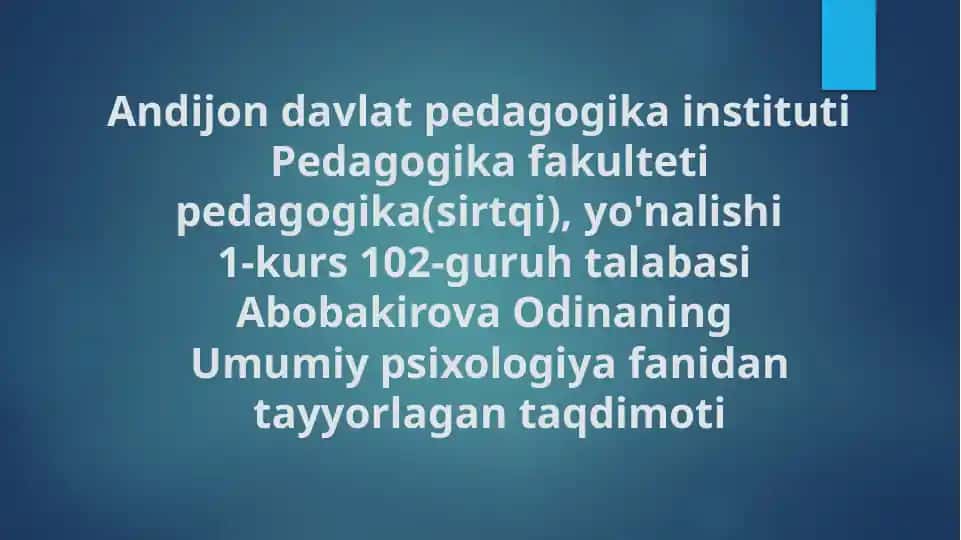 Pedagogik psixologiya fanining tadqiqot sohasi va muammolari
