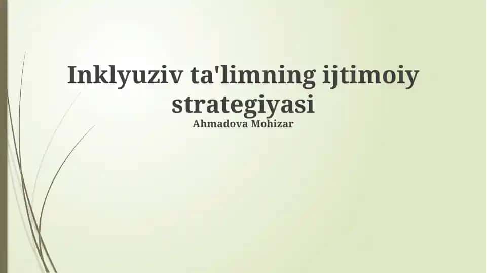 Inklyuziv ta'limning ijtimoiy strategiyasi