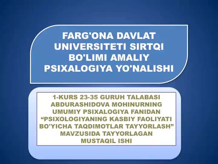 Psixologiya bo'yicha taqdimotlar