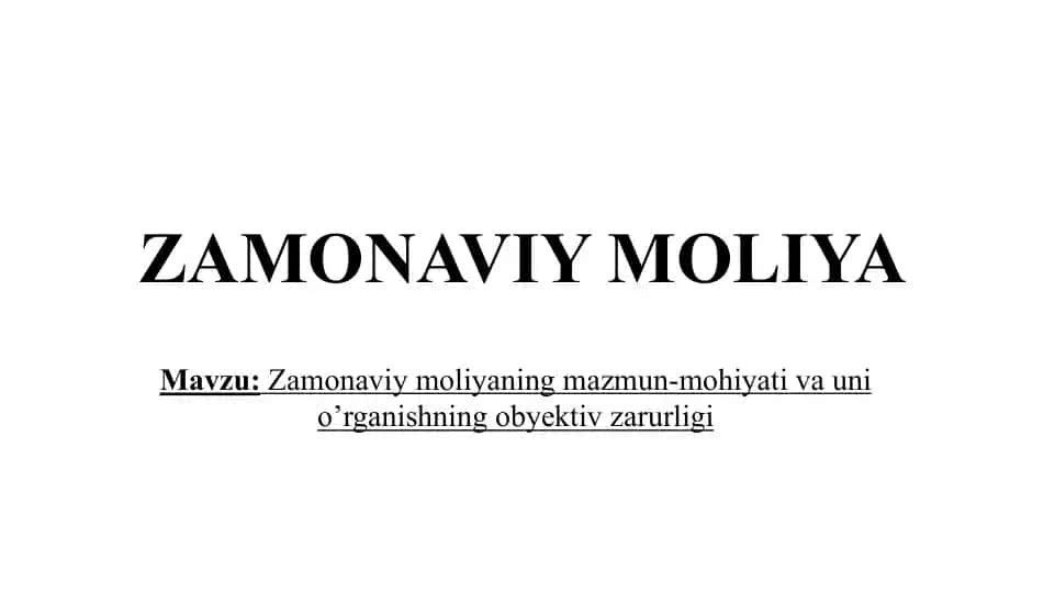 Zamonaviy Moliya