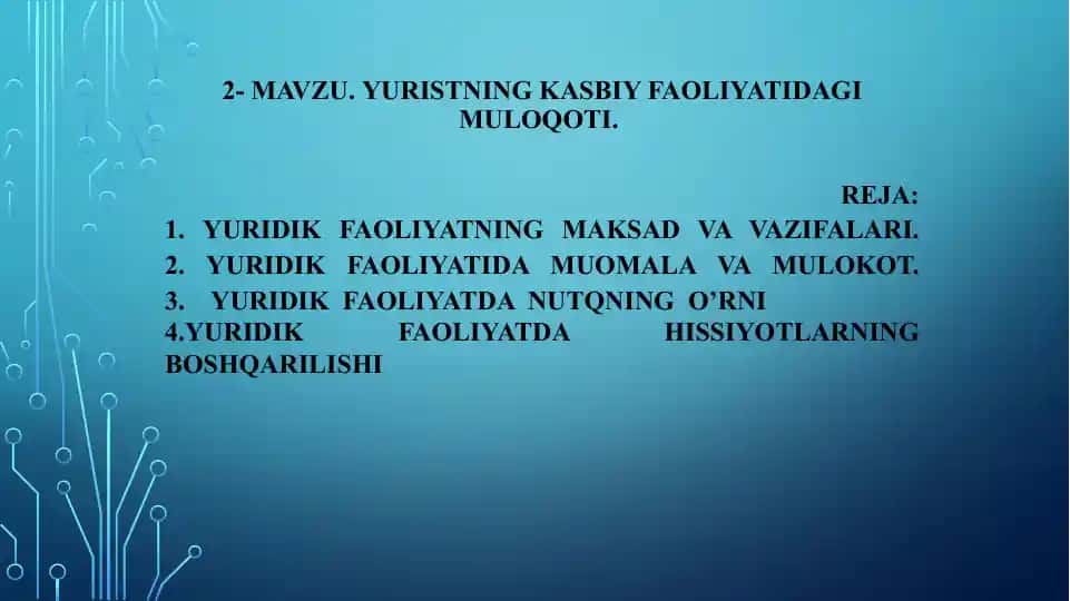 Yuristning kasbiy faoliyatidagi muloqoti