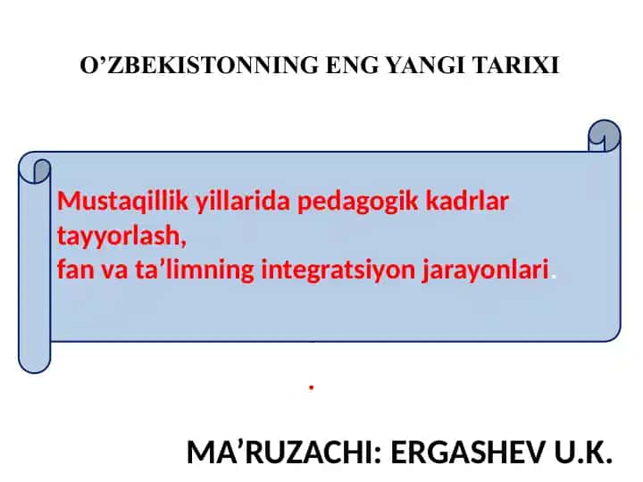 O’ZBEKISTONNING ENG YANGI TARIXI