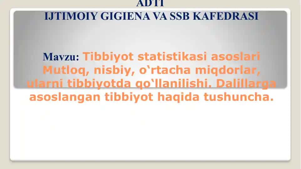 Tibbiyot statistikasi asoslari