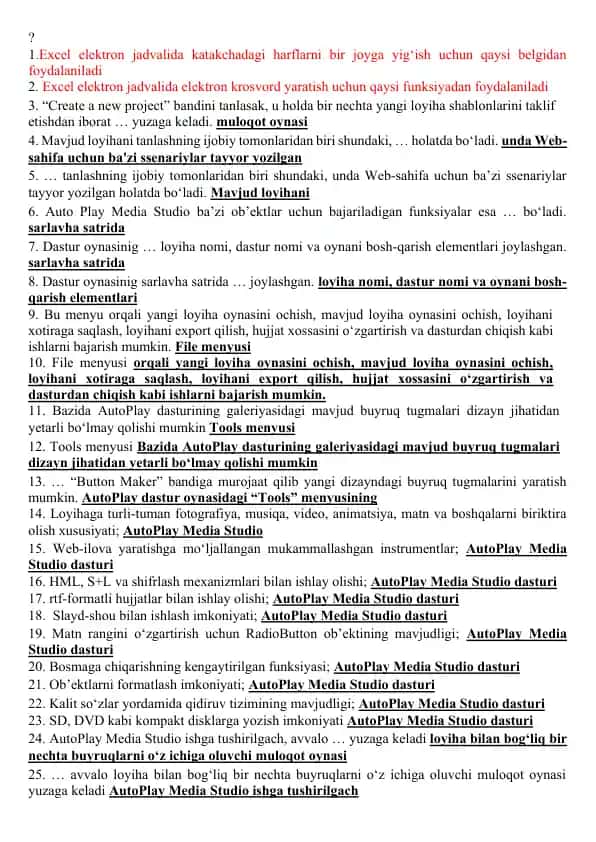Excel funksiyalari
