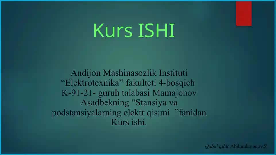 Elektr texnikasi kurs ishi