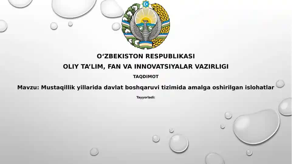 Mustaqillik Yillarida Davlat Boshqaruvidagi Asosiy Islohotlar