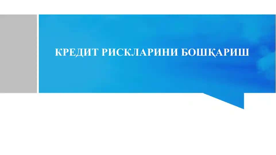 Кредит рискларини бошқариш