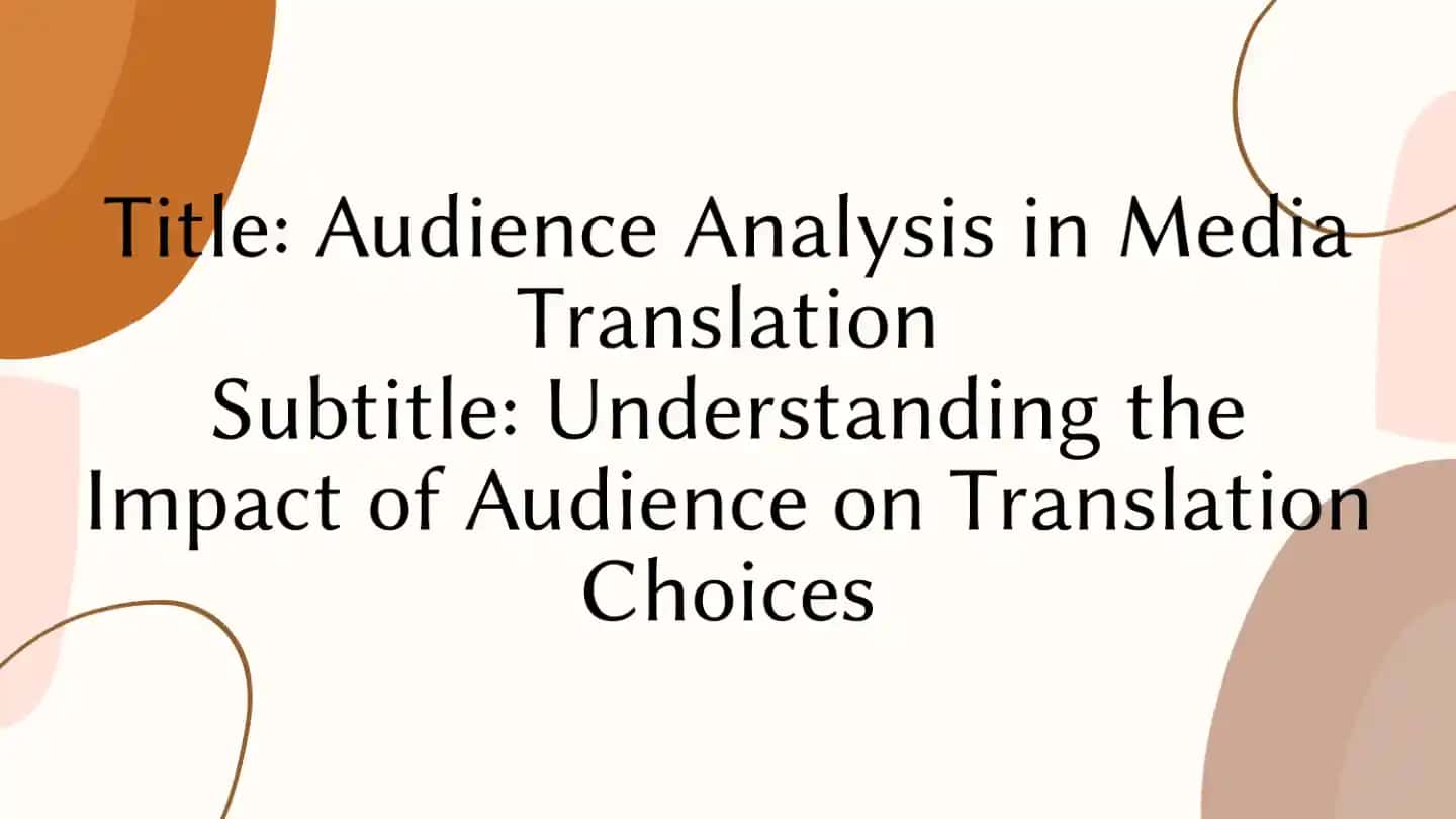 Audience Analysis in Media Translation