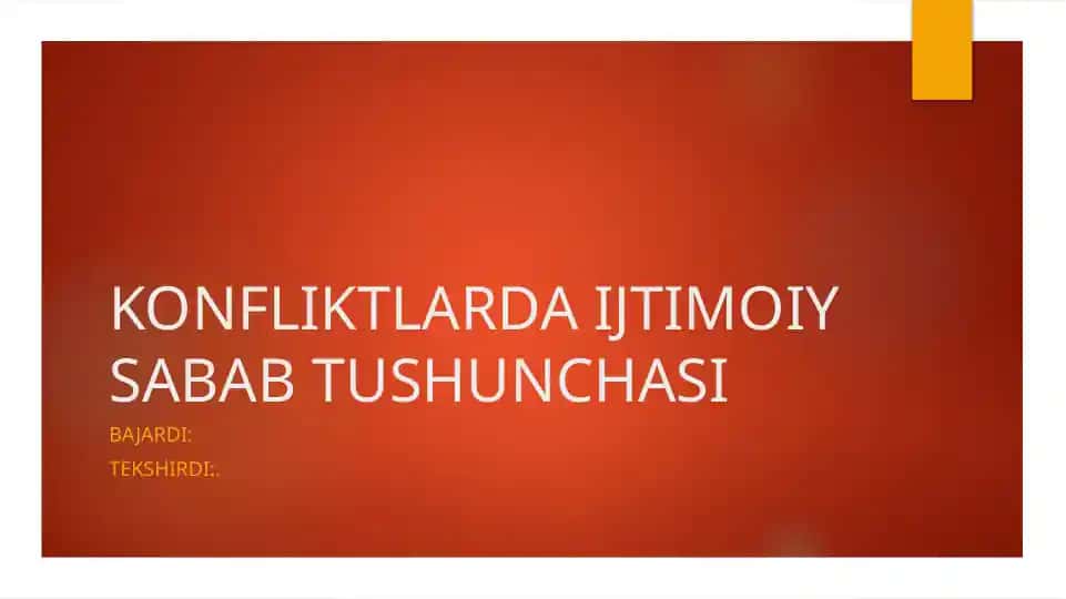 KONFLIKTLARDA IJTIMOIY SABAB TUSHUNCHASI