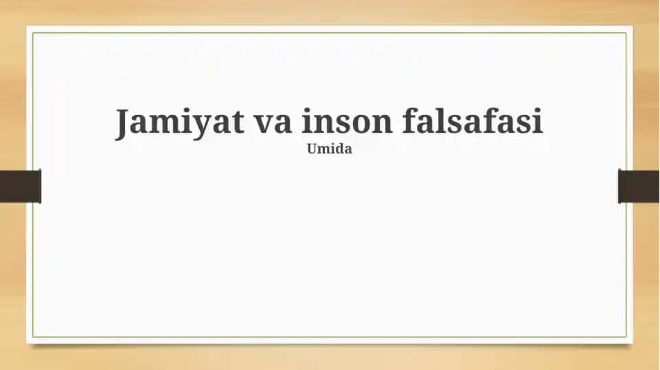 Jamiyat va inson falsafasi
