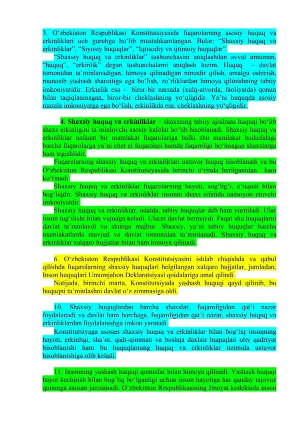 Shaxsiy huquq va erkinliklar