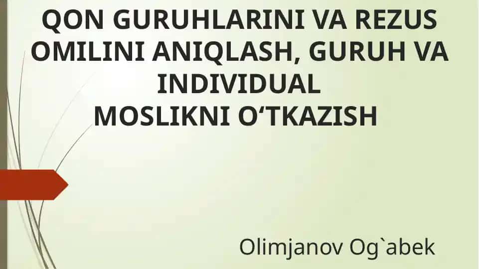 Qon Guruhlari va Rezus Omili
