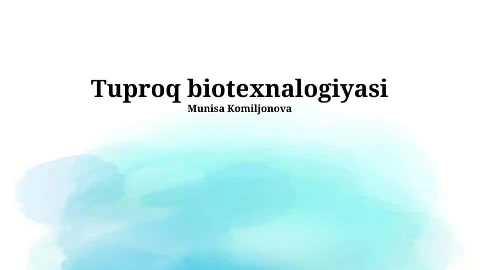 Tuproq biotexnalogiyasi