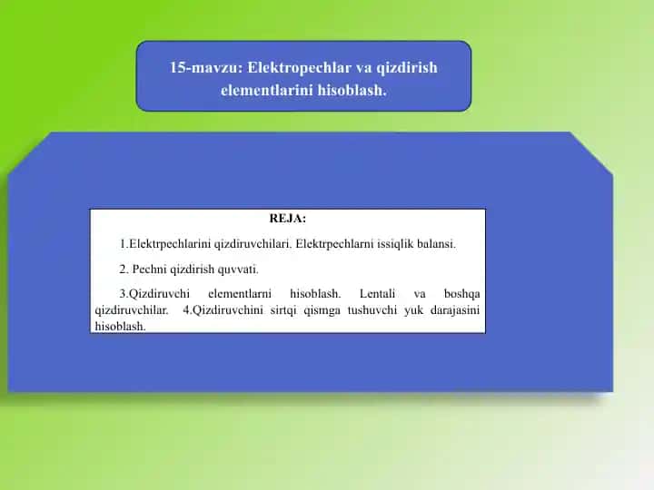 Elektropechlar va qizdirish elementlari