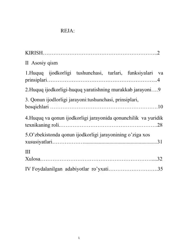 Qonun Ijodkorligi va Qonunchilik
