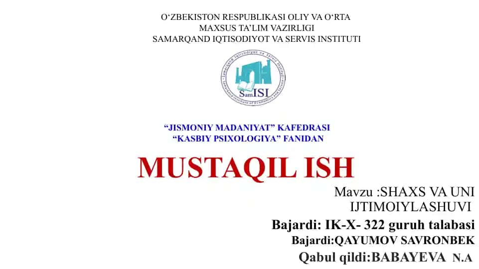 KASBIY PSIXOLOGIYA MULOQOT